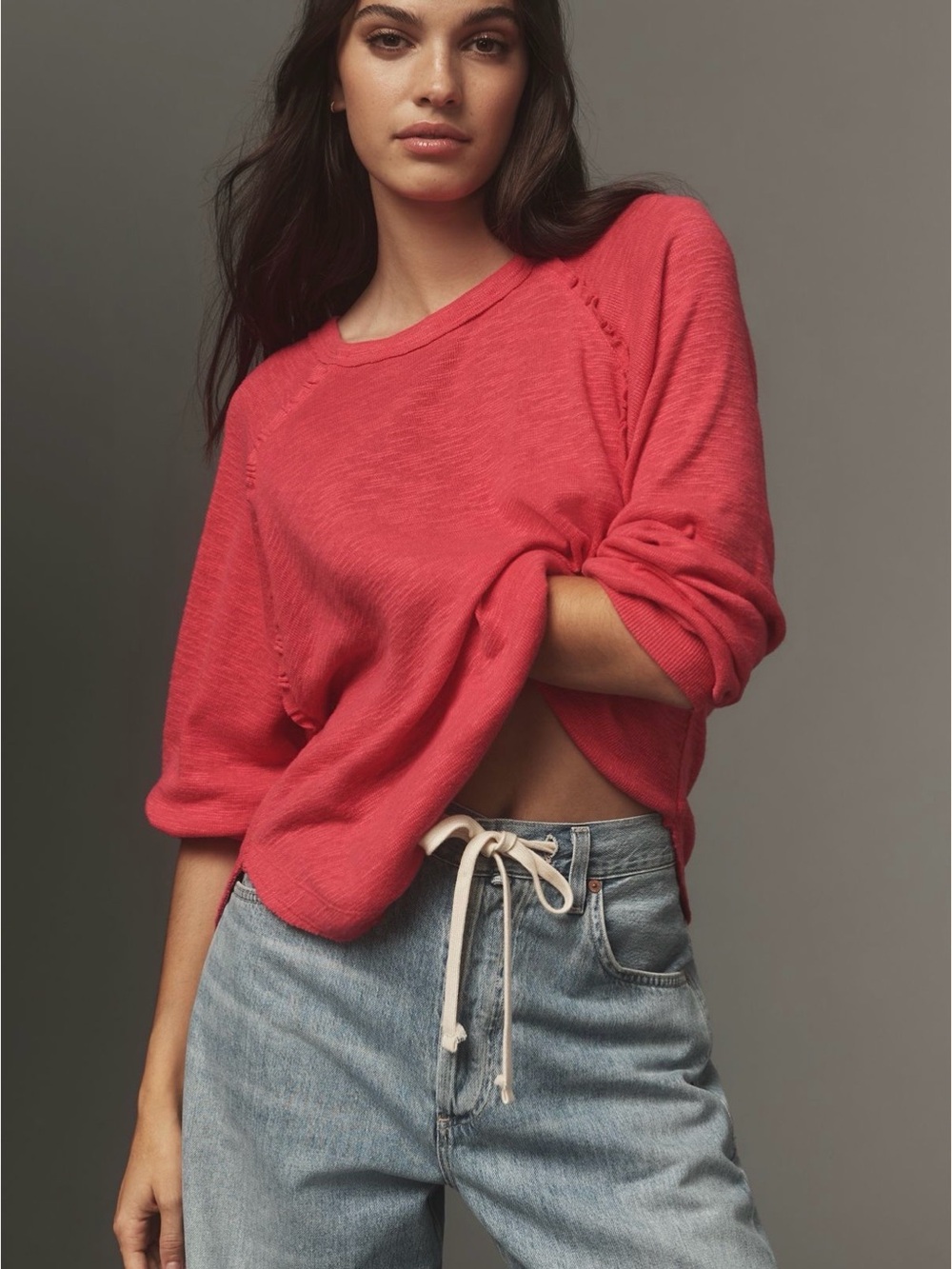 Pilcro Ruffled Raglan Thermal Top - Picture 4 of 8